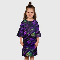 Платье клеш для девочки Бабочки в фиолетовом креативном узоре, цвет: 3D-принт — фото 2