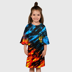 Платье клеш для девочки Герб России огненный стиль, цвет: 3D-принт — фото 2
