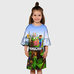 Платье клеш для девочки Minecraft pixel world, цвет: 3D-принт — фото 2