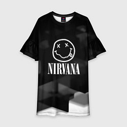 Платье клеш для девочки Nirvana текстура рок, цвет: 3D-принт