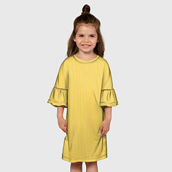 Платье клеш для девочки Жёлтый в белую полоску, цвет: 3D-принт — фото 2