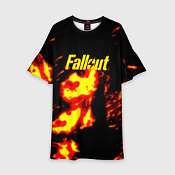 Платье клеш для девочки Fallout огнненое лого, цвет: 3D-принт