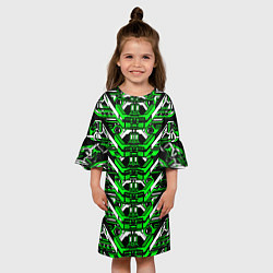 Платье клеш для девочки Зелёно-белая техно броня, цвет: 3D-принт — фото 2