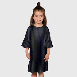 Платье клеш для девочки Тёмный синий в полоску, цвет: 3D-принт — фото 2