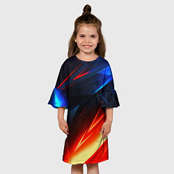 Платье клеш для девочки Geometry stripes neon steel, цвет: 3D-принт — фото 2