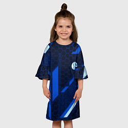 Платье клеш для девочки Schalke 04 sport geometry, цвет: 3D-принт — фото 2