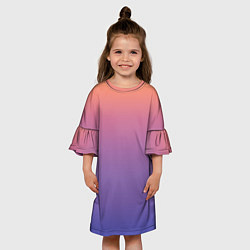 Платье клеш для девочки Градиент закатное небо желтый фиолетовый, цвет: 3D-принт — фото 2
