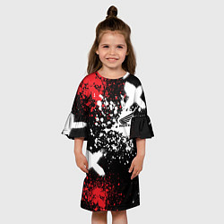 Платье клеш для девочки Хонда на фоне граффити и брызг красок, цвет: 3D-принт — фото 2