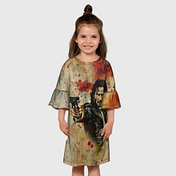 Платье клеш для девочки Джон Уик с пистолетом в стиле гранж, цвет: 3D-принт — фото 2