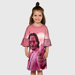 Платье клеш для девочки Джон Уик в розовых очках сердечках, цвет: 3D-принт — фото 2