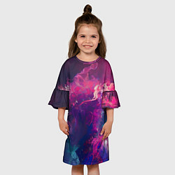 Платье клеш для девочки Человек растворяющийся в фиолетовом дыму, цвет: 3D-принт — фото 2
