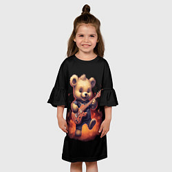 Платье клеш для девочки Плюшевый медведь играет на гитаре, цвет: 3D-принт — фото 2