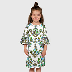 Платье клеш для девочки Цветочный винтажный узор, цвет: 3D-принт — фото 2