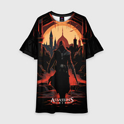 Платье клеш для девочки Assassins creed заброшенный старый город, цвет: 3D-принт