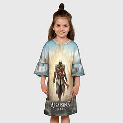 Платье клеш для девочки Assassins creed на фоне дворца, цвет: 3D-принт — фото 2