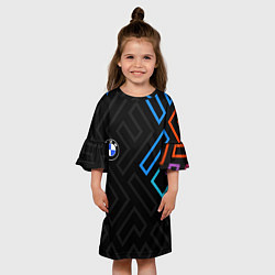 Платье клеш для девочки BMW brand color carbon, цвет: 3D-принт — фото 2