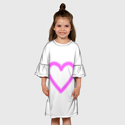 Платье клеш для девочки Неоновое сиреневое сердце, цвет: 3D-принт — фото 2