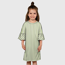 Платье клеш для девочки Светлый серо-зелёный полосатый, цвет: 3D-принт — фото 2