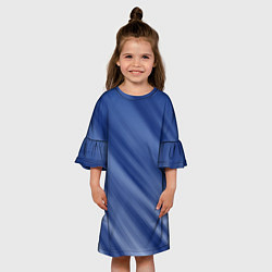 Платье клеш для девочки Белые полосы на синем фоне, цвет: 3D-принт — фото 2