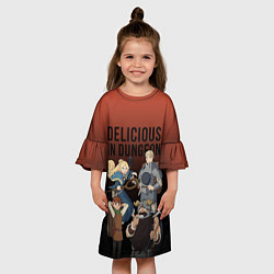Платье клеш для девочки Delicious in Dungeon, цвет: 3D-принт — фото 2