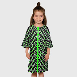 Платье клеш для девочки Зелёные киберпанк ячейки на чёрном фоне, цвет: 3D-принт — фото 2