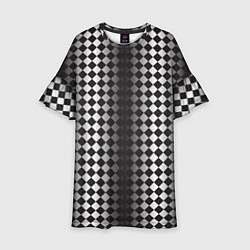 Платье клеш для девочки Паттерн черных и белых квадратов, цвет: 3D-принт