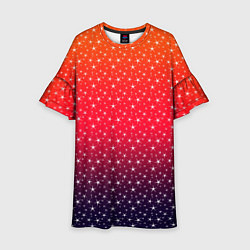 Детское платье Градиент оранжево-фиолетовый со звёздочками