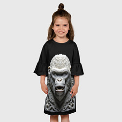 Платье клеш для девочки Кинг-Конг барельеф, цвет: 3D-принт — фото 2