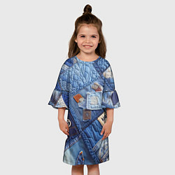 Платье клеш для девочки Vanguard jeans patchwork - ai art, цвет: 3D-принт — фото 2