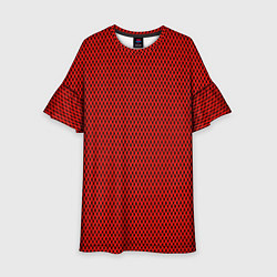 Платье клеш для девочки Красно-чёрный имитация сетки, цвет: 3D-принт