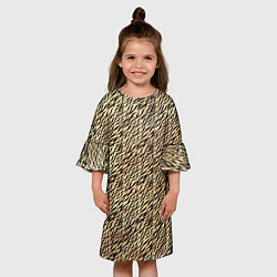 Платье клеш для девочки Имитация шкура светло-коричневый, цвет: 3D-принт — фото 2