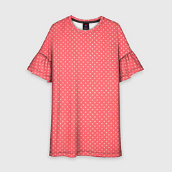 Платье клеш для девочки Нежный розовый в белый горошек, цвет: 3D-принт