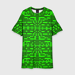 Платье клеш для девочки Чёрные полосы на зелёном фоне, цвет: 3D-принт