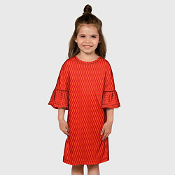 Платье клеш для девочки Сочный красный паттерн сетка, цвет: 3D-принт — фото 2