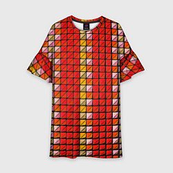 Платье клеш для девочки Красные плитки, цвет: 3D-принт