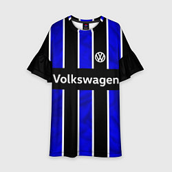 Платье клеш для девочки Фольцваген - черный и синий, цвет: 3D-принт