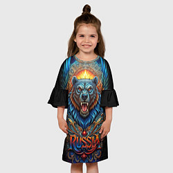 Платье клеш для девочки Суровый русский медведь, цвет: 3D-принт — фото 2