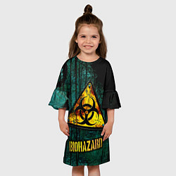 Платье клеш для девочки Biohazard yellow sign, цвет: 3D-принт — фото 2