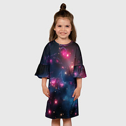 Платье клеш для девочки Абстрактный космос фантастика, цвет: 3D-принт — фото 2