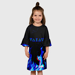 Платье клеш для девочки The Witcher fire logo glitch, цвет: 3D-принт — фото 2
