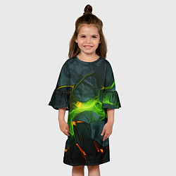 Платье клеш для девочки Неоновая яркая геометрическая абстракция со светом, цвет: 3D-принт — фото 2