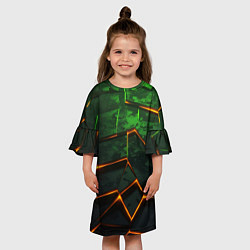 Платье клеш для девочки Неоновая яркая геометрическая абстракция со светом, цвет: 3D-принт — фото 2