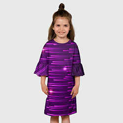 Платье клеш для девочки Светящиеся неоновые лучи, цвет: 3D-принт — фото 2