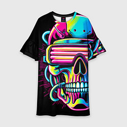 Детское платье Cyber skull - ai art neon