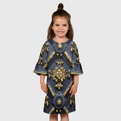 Платье клеш для девочки Классические объемные золотые узоры, цвет: 3D-принт — фото 2