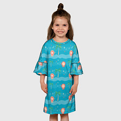 Платье клеш для девочки Львята и голубой океан, цвет: 3D-принт — фото 2