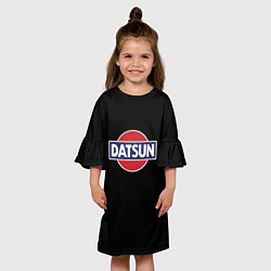 Платье клеш для девочки Datsun logo, цвет: 3D-принт — фото 2