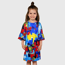 Платье клеш для девочки Смелые мазки яркой краски - нейросеть, цвет: 3D-принт — фото 2