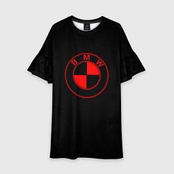 Платье клеш для девочки BMW red logo, цвет: 3D-принт