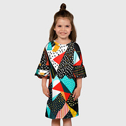Платье клеш для девочки Abstract patchwork - ai art, цвет: 3D-принт — фото 2